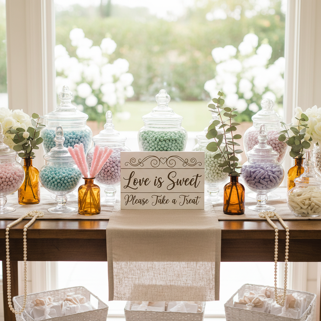 Beyond the Candy Bowl: What Really Matters When Styling a Bridal Shower Love Is Sweet Candy Station