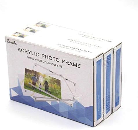Boxalls 5x7 Inches Acrylic Picture Frames- 3 Pack, Desktop Frameless Photo Frames with Magnetic, Double Sided Transparent (3 Pack)