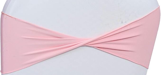 VDS Pack of 300 PCS | Blush Pink | Spandex Chair Sashes Bows Without Buckle | Stretch Elastic Banquet Universal Folding Chair Band Tie with for Wedding Party Conference Celebration Event Decoration