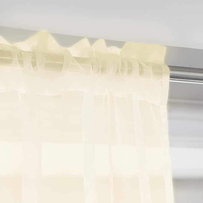 Window Light Yellow Sheer Curtains 60 Inches Width 120 Inches Long 2 Panels Sheer Curtain Clear Curtains Basic Rod Pocket Panel for Home Living Room Bedroom Kids Room Yard Patio Parlor Sliding