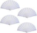 HUNANBANG Product Image 4 Pieces Folding Hand Fans Church Wedding Gift, Party Favors, DIY Decoration Gift Size9 Wholesale (Wht 4pack)