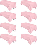 8 Pack Pink Tablecloth 60 x 126 Inch Rectangular Tablecloths for 8 Foot Rectangle Tables, Wrinkle Resistant Pink Table Cloth Washable Polyester Fabric Table Covers for Buffet Wedding Party Banquet