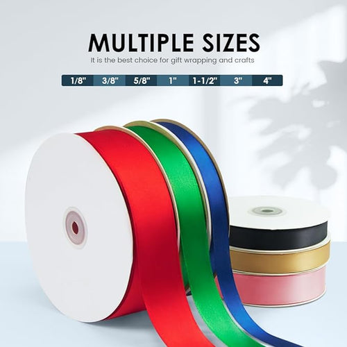 1-1/2" Wide x 100 Yards Single Faced Polyester Golden Satin Ribbon, Perfect for Wedding, Gift Wrapping, Bow Making & Other Projects (Golden)
