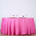 Efavormart Round Tablecloth, 132 Inch Stain & Wrinkle Resistant Washable Table Cloth, Decorative Polyester Fabric Table Cover for Banquet, Wedding, Dining- Fushia