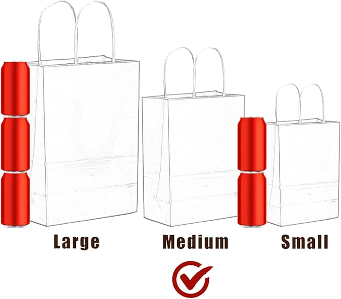 qiqee 50-Packs Kraft Red Paper Gift Bags with Handles Bulk 11"x8.3"x4.3" Medium Size Paper Bags Multiple Uses