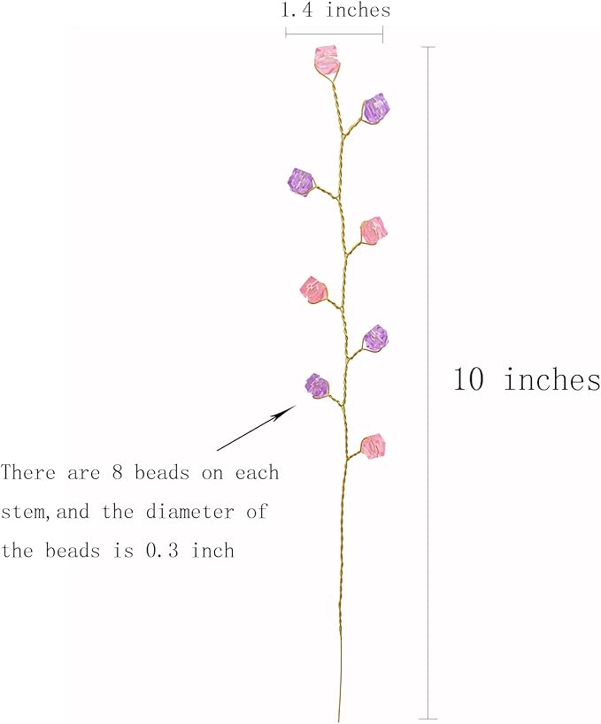 32PCS Crystal Artificial Flowers Bouquets Handmade Acrylic Flower Branches Fake Beaded Baby Breath Floral Crafts for Wedding Party Home Decor