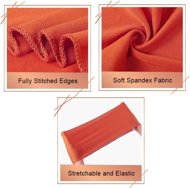 VDS Pack of 250 PCS | Orange | Spandex Chair Sashes Bows Without Buckle | Stretch Elastic Banquet Universal Folding Chair Band Tie with for Wedding Party Conference Celebration Event Decoration