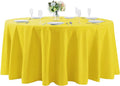 132 inch Round Tablecloth Washable Polyester Table Cloth Decorative Table Cover for Wedding Party Dining Banquet（132 inch, Yellow）