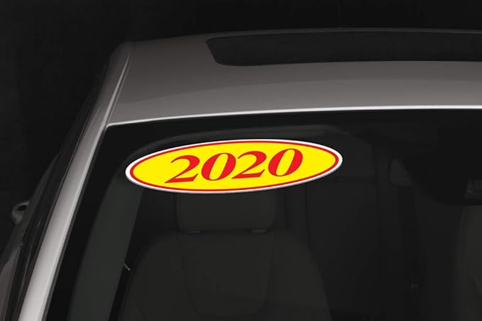 EZ-Line Oval Model Windshield Year Stickers for Car Windows Red and Yellow Large Vinyl Dealership Supplies 1 Dozen Pro Pack (2011)