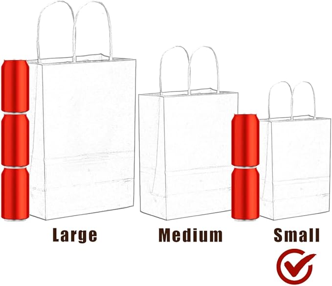 qiqee 50-Packs Gift Bag with Handles Bulk Bright Yellow Paper Bags Multiple Uses (8.3"x3"x6" Small Size)