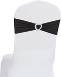 Howhic Pack of 30 Spandex Chair Sashes Bows Stretch Chair Cover Band with Buckle Slider Universal Elastic Chair Ties for Wedding Banquet Party Event Decoration (Black)