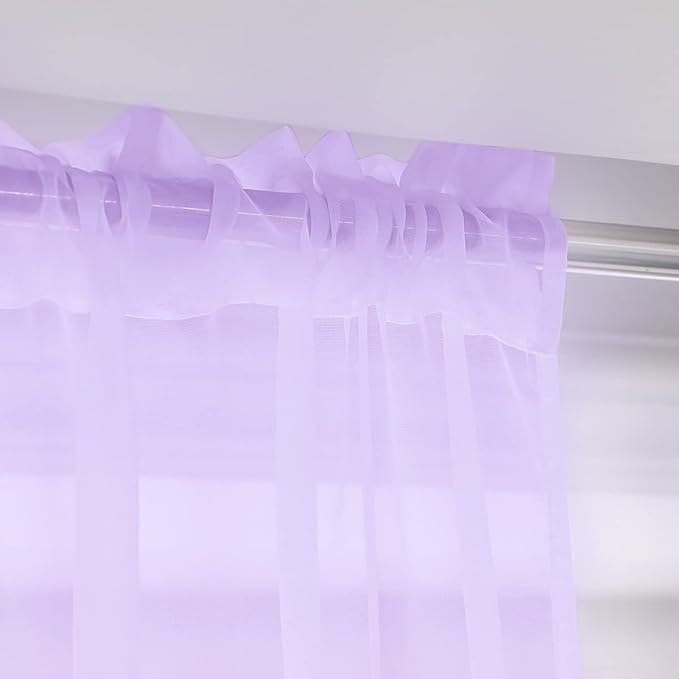 Window Purple Sheer Curtains 63 Inches Long 2 Panels Sheer Curtain Basic Rod Pocket Panel for Bedroom Children Living Room Yard Kitchen (Purple, 52" W x 63" L | 2 pcs)