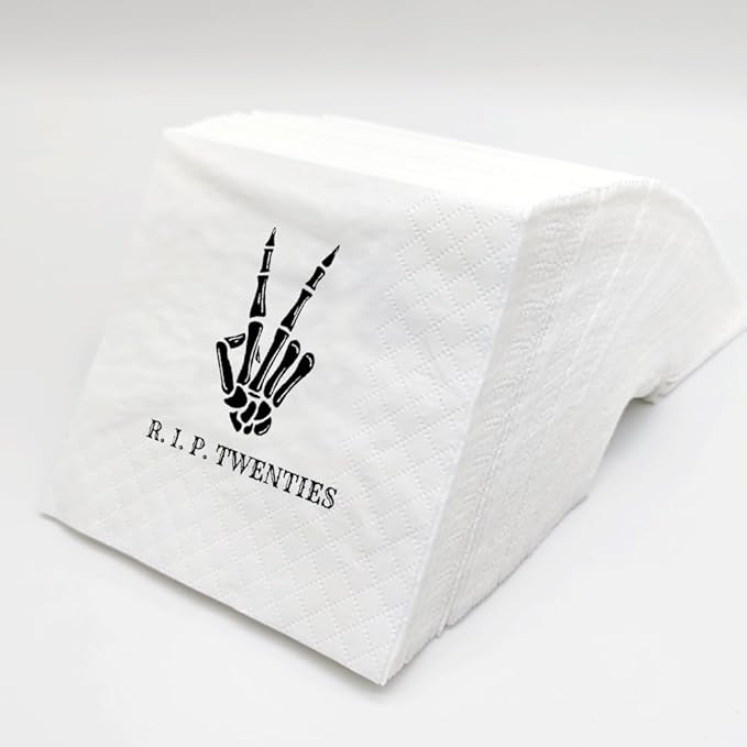 SharkBliss RIP Twenties Cocktail Napkins, 200 Count RIP Twenties Death to My 20s 30th Birthday Paper Napkins for Party Decorations | 2-Ply, 5x5"