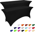 IVAPUPU 2 Pack 8FT Table Cloth for Rectangular Fitted Events Stretch Black Table Covers Washable Spandex Tablecloth Protector for Party, Wedding, Cocktail, Banquet, Festival