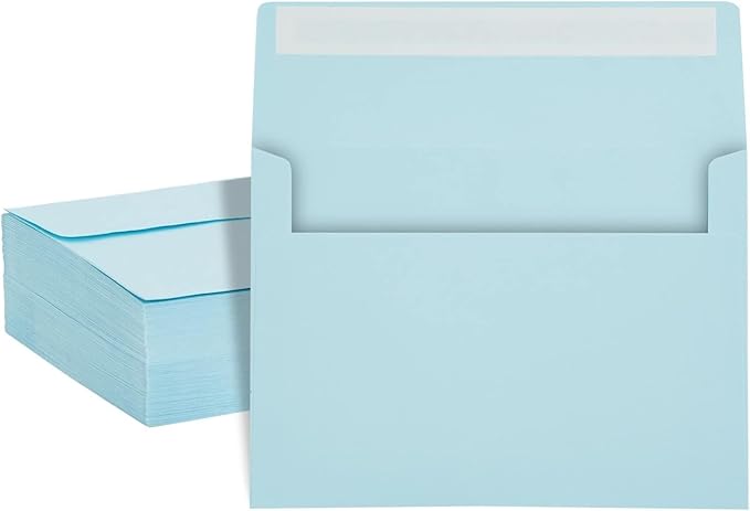 A7 Invitation Envelopes - Peel & Press - 24lb Heavy Duty Envelopes for Wedding Baby Shower Birthday Invitations - 5 1/4" x 7 1/4" (Pastel Blue, 25)