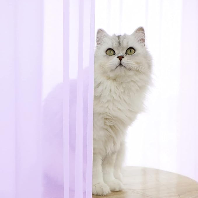 Window Purple Sheer Curtains 72 Inches Long 2 Panels Sheer Curtain Basic Rod Pocket Panel for Bedroom Children Living Room Yard Kitchen (Purple, 52" W x 72" L | 2 pcs)