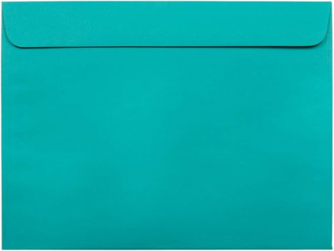 JAM PAPER 9 x 12 Booklet Colored Envelopes - Sea Blue Recycled - 50/Pack
