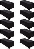 Surmente 10 Pack Black Tablecloth 90 x 132-inch Rectangular Polyester Table Cloth for Weddings, Banquets, or Restaurants
