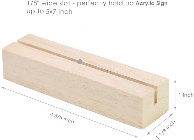 UNIQOOO 20 Pack Modern Sign Holders for Acrylic | Wood Table Number Display Stands | Place Card Holder, Photo Stand, Perfect for Retail Shop, Cafe Bar, Wedding Dinner Party and Events Decoration