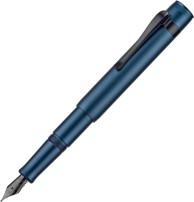 Hongdian M2 Black Forest Mini Fountain Pen, Medium Soft Nib & Sleek Shape Aluminium Short Pocket Travel Pen (Midnight Blue)