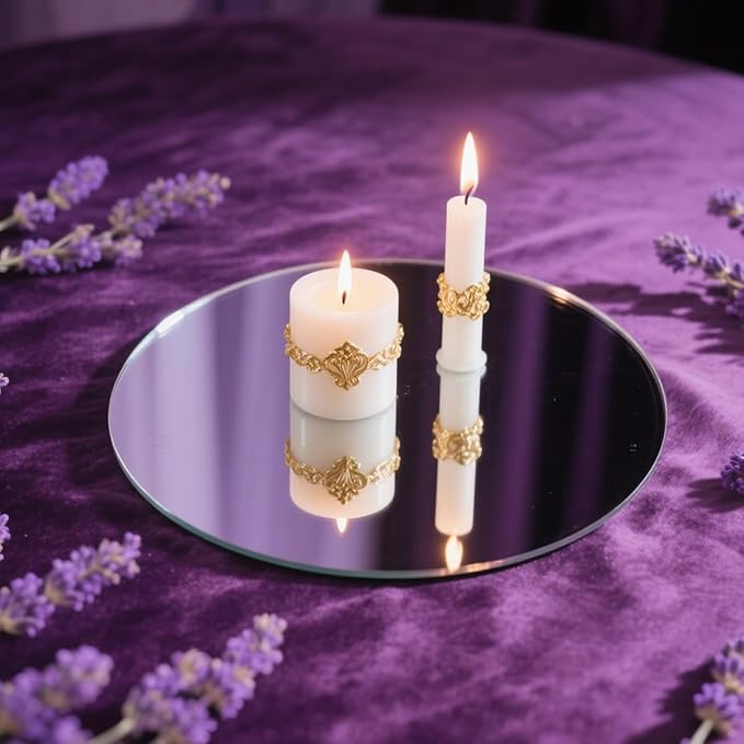 12PCS 8inch Round Mirrors for Centerpieces, Circle Mirror Centerpieces for Tables, Mirror Tiles for Wall Decor Table Wedding Centerpieces Mirror Plates for Candle Wedding Decorations DIY Craft