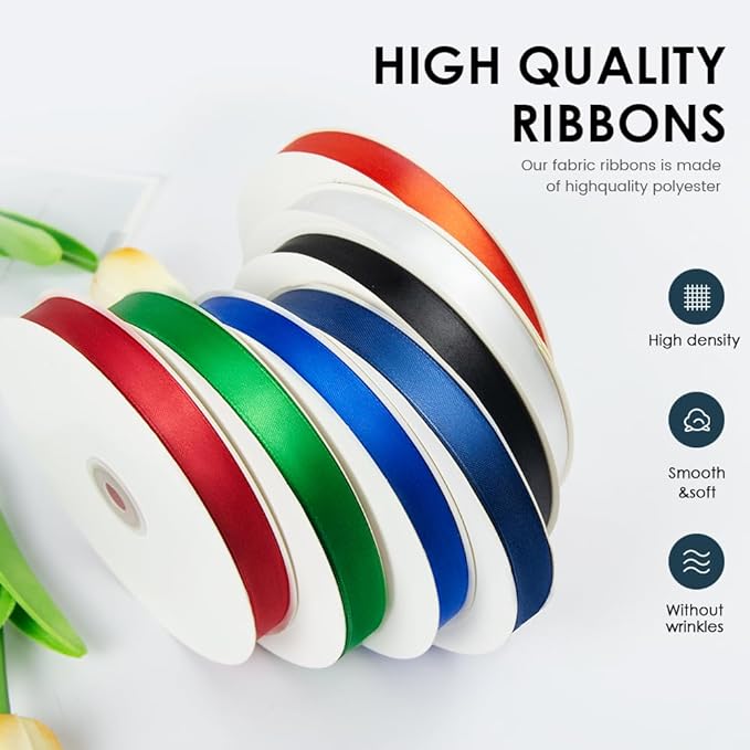 4 Inches x 25 Yards Polyester Satin Ribbon, Solid Color White Satin Ribbon for Crafts, Gift Wrapping, Hair Bows, Wedding Party Decoration, Bow Making (White)