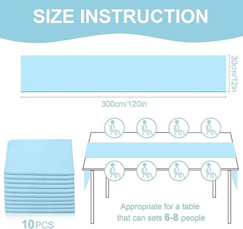 10 Pack 10ft Baby Blue Chiffon Table Runners Wedding Table Runner Sheer Romantic Tulle Table Runner for Christmas Wedding Bridal Tea Party Baby Shower Birthday Party Table Decorations(120 x 12 in)