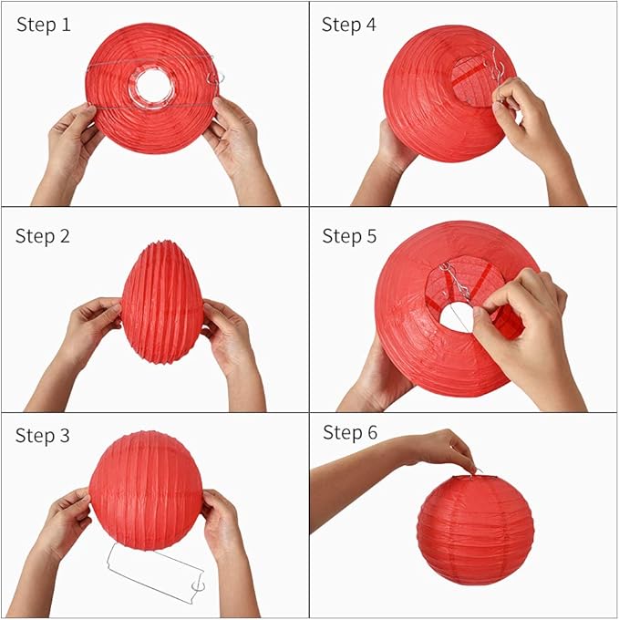 BEISHIDA 6-Inch Yellow Round Paper Lanterns Decorative Hanging Asia Chinese Japanese Paper Lanterns Lamp for Birthday Halloween Wedding Baby Bridal Shower Fall Home Decor Party Decoration（6 Packs）