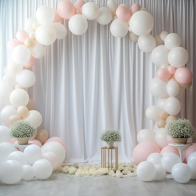 50ftx15ft Wrinkle Free White Backdrop Curtain, 10 Panels 15FT Height White Wedding Backdrop Drapes, Silky Polyester Back Drop Cloth for Birthday Photography Background Party Backdrop Draping