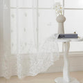 VISIONTEX White Sheer Voile Curtains, Decorative White Embossed Butterflies Rod Pocket Window Drapes for Home Kitchen, Living Room and Bedroom 54 x 72 Inch, Set of 2 Curtain Panels