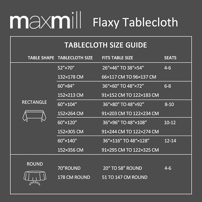 maxmill Flaxy Faux Linen Tablecloth with 2-Tone Slubby Yarn Texture Wrinkle Resistant Anti-Shrink Soft Table Cloth for Kitchen Dining Restaurant Tabletop Rectangle 60 x 120 Inch Charcoal