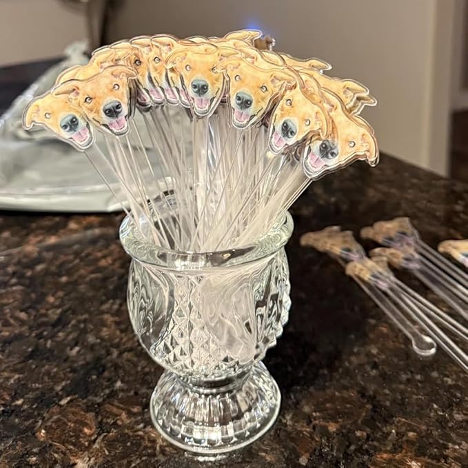 Custom 50 Pcs Double-Sided Wedding Pet Stir Sticks, Personalized Dog Cat Head Acrylic Cocktail Stirrers, Custom Your Photo Stir Sticks, Decor Birthday, Retirement, Bachelorette Parties