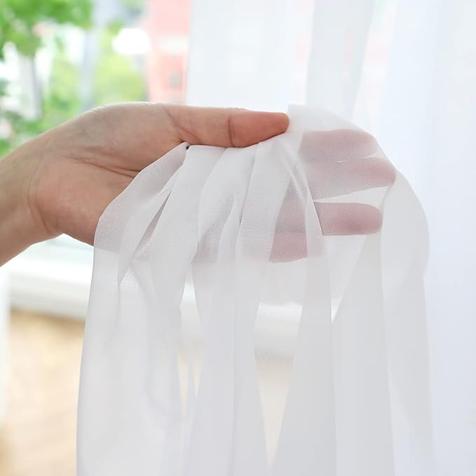 Window White Sheer Curtains 60 Inches Width 95 Inches Long 2 Panels Sheer Curtains Clear Curtains Basic Rod Pocket Panel for Home/Living Room/Bedroom/Kids Room
