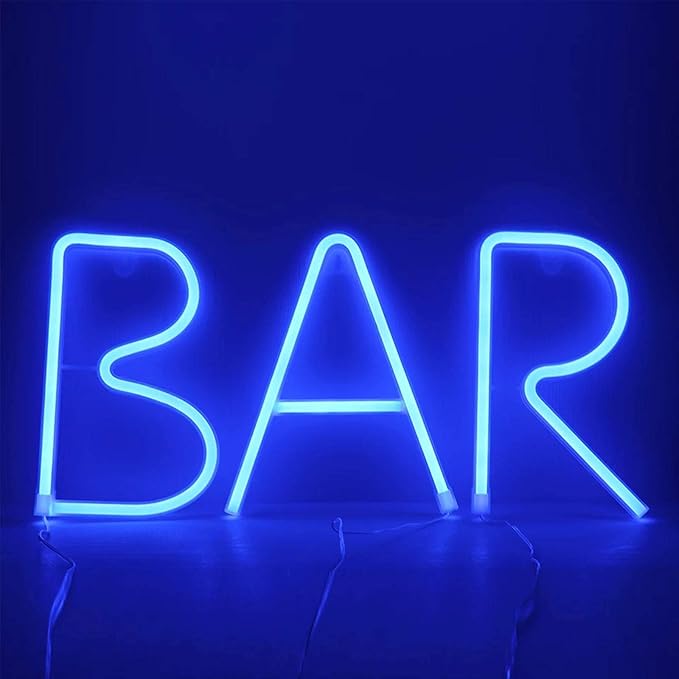ENUOLI LED Blue Neon Letter Signs Night Light Battery or USB Operated LED Marquee Letters Neon Art Decorative Lights Wall Decor for Children Baby Room Christmas Wedding Party Decoration (L)
