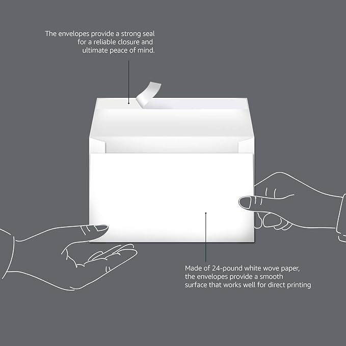 Amazon Basics A9 Blank Invitation Envelopes with Peel and Seal Closure, 5-3/4 x 8-3/4 Inches, White - Pack of 100