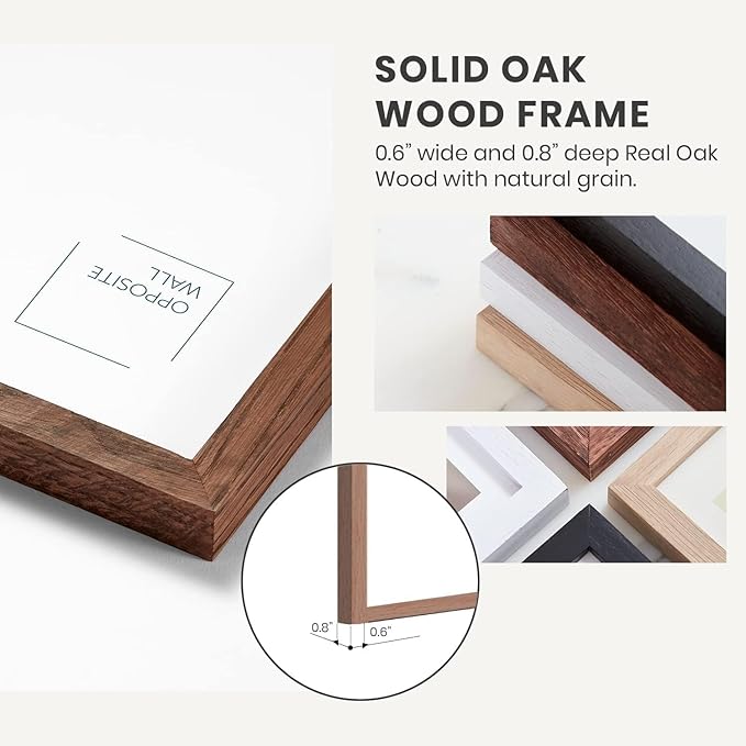Opposite Wall - 16x16 in - Dark Solid Oak Wood Picture Frame - Lightweight, Versatile & Shatterproof - Wall Hanging Poster or Photo Frame - Wall Decor for Office, Gallery & Home - 2 Pack