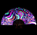 Amajiji Rave Folding Hand Fan Popping Fans for Line Dancing, Large Clacking Fans Clap Fan for Boots On The Ground Dance,Party,Decoration,Festival (Psychedelic Neon)