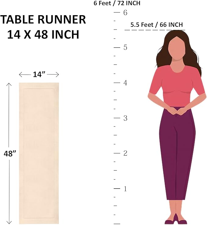 Solino Home Yellow Table Runner 48 Inches - Cotton Linen Hemstitch Coffee Table Runner 14 x 48 Inch Ideal for Dresser Tables