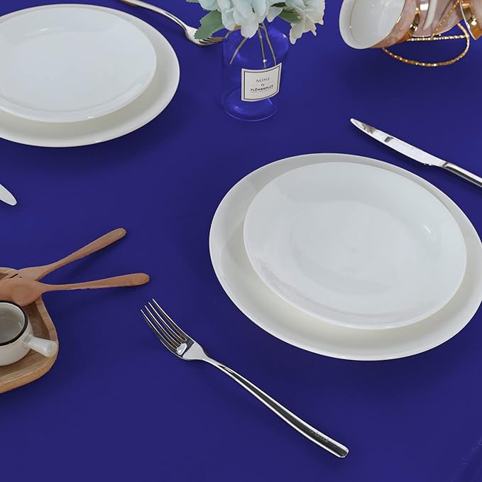 Fitable Rectangle Tablecloth Stain and Wrinkle Resistant Washable Polyester Table Cloth for Buffet Parties and Camping (60x84 inch, Sapphire)