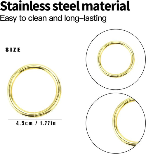 10 Pcs Gold Napkin Rings - Metal Napkin Ring(Round) Stainless Steel Napkin Rings for Table Settings Wedding Christmas Party Dinner Table