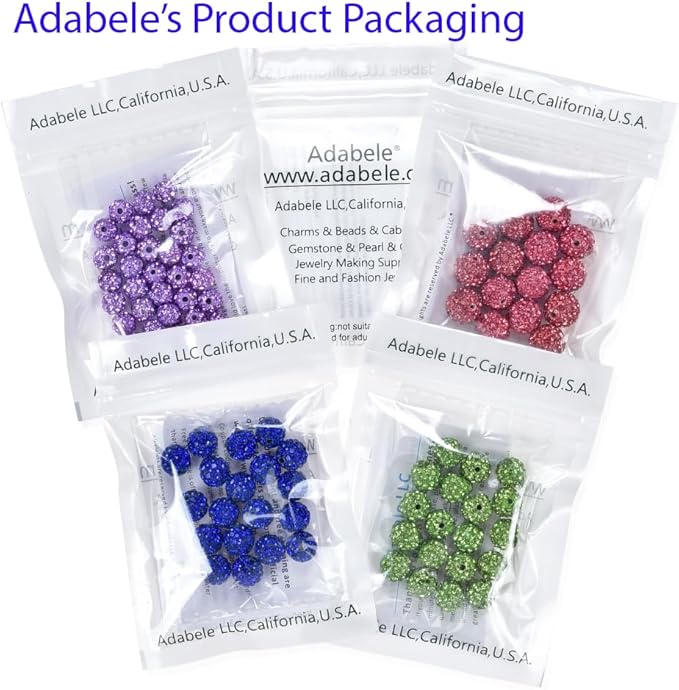 25pcs Adabele Grade A Suncatcher Crystal Rhinestone Pave Loose Beads 8mm Light Sapphire Blue Polymer Clay Disco Ball Spacers Compatible with Shamballa All Craft Jewelry Making DB8-14