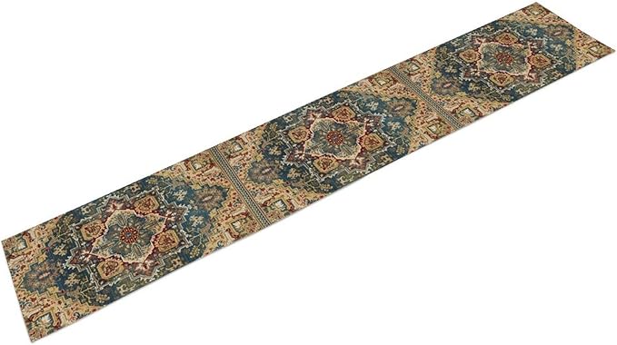 Boho Bohemia Style Table Runner, Country Rustic Farmhouse Vintahe Colorful Geometry Print Table Runner for Home Kitchen Dinner Party Holiday Decor, 13x60inch