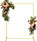 Metal Wedding Arch Backdrop Stand 6.6x5 FT Gold Square Balloon Arch Frame for Wedding, Birthday Party, Baby Shower Ceremony Decoration
