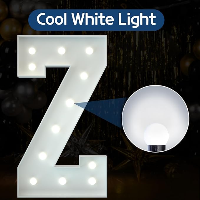 Marquee Letters 4 Feet Tall Large Light Up Letters Baby Shower Decorations Wedding Engagement Proposal White Party Decorations Marry Me Sign Big Cardboard Backdrop Z
