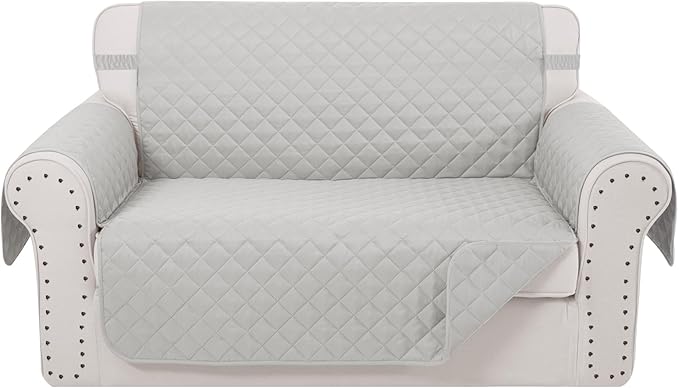 Reversible Loveseat Sofa Covers Couch Cover Furniture Protector(Loveseat Small,Light Grey/Light Grey)