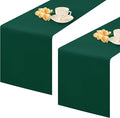 2 Pack Green Table Runner 12 x 90 Inch Solid Color Farmhouse Runners Coffee Table Dresser for Daily Party Home Decoration