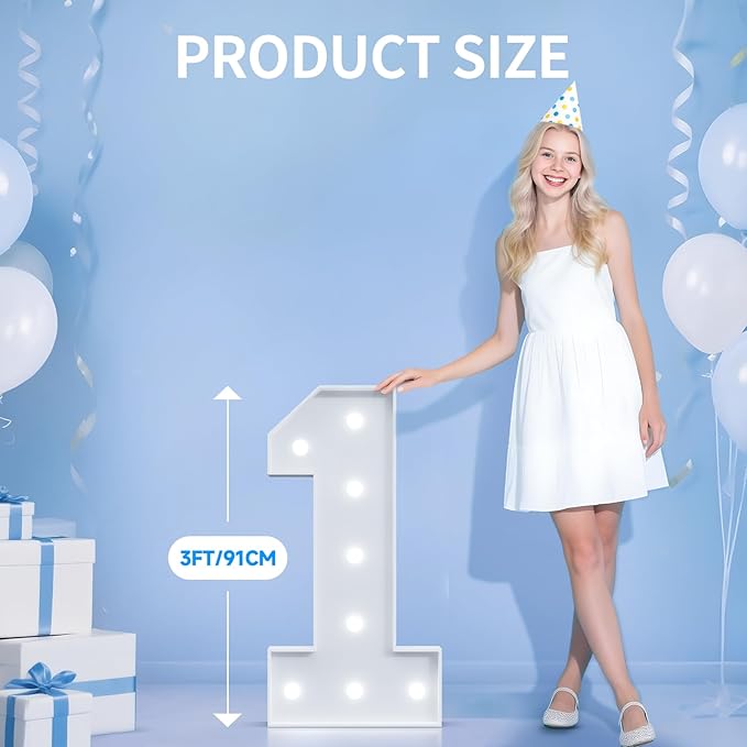 3FT Marquee Numbers 5 for 5th, 50th Birthday Party Decorations, Large Light Up Number 5 Sign for Anniversary Decor, Backdrop, Big Marquee Number, Pre-Cut Foam Board Kit
