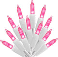 100 Count Pink Lights for Valentine's Day Decorations 20ft Mini Christmas String Lights White Wire Incandescent Bulb Waterproof Fairy Lights for Indoor Outdoor Xmas Tree Valentine's Day Décor