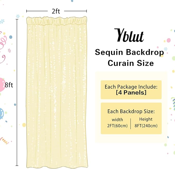 Green Sequin Backdrop Curtain 4 Pieces 2FTx8FT Glitter Photography Backdrop for Party Wedding Birthday Christmas Decorations
