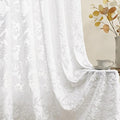 Sheer Curtains 84 Inch Length for Living Room & Bedroom Rod Pocket Boho Farmhouse Drapes with Scroll Floral Patterned 3D Flocked Texture & Rococo Motifs White Sheer Curtain Set of 2 Panels 52"W*84"L